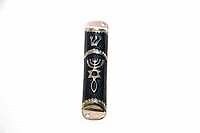 MEZUZAH-MESSIANIC ROOTS SYMBOL-BLUE (4.5")-PEWTER