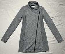 Athleta on The Move Moto Asymmetric Long Jacket Heather Gray Womens Size XXS EUC