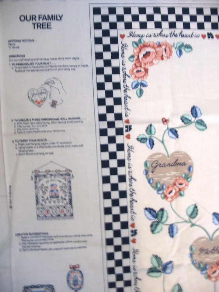Wamsutta FABRIC PANEL Our Family Tree WALL HANGING cut sew quilt Craft Project - Image 4 of 4
