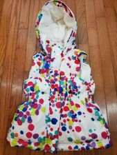 Gymboree WHITE with Polka Dots Hooded Fleece Lined PUFFY VEST Sz MED 7-8  NWOT