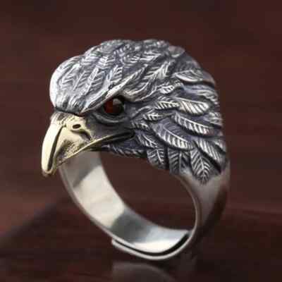 Ring Adler rote Augen Herren Männerring Größenverstellbar Modeschmuck Geschenk