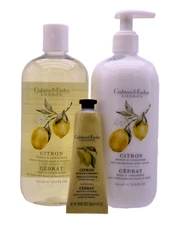 Crabtree Evelyn Citron Body Lotion Bath Shower Gel Hand Therapy 16.9oz Gift Set