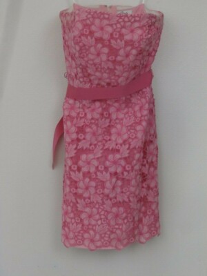 Lilly Pulitzer Dress Women Sz 6 Sienna Kentucky Eyelet Strapless Phipps Pink