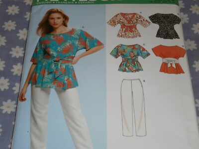 SIMPLICITY NEW LOOK 6714 MISSES  TOPS IN  4 STYLES & PANTS PATTERN-UNCUT--6-16