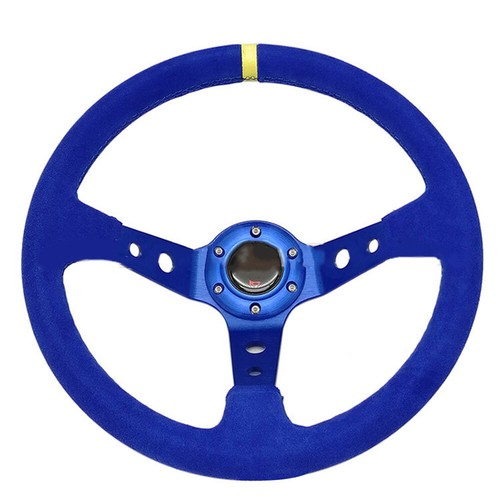Leather Stitch Deep Dish Sport Racing Car Steering Wheel 350mm 14inch Universal - Picture 5 of 5