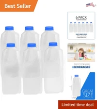 6 Pack Large Multipurpose HDPE Plastic Jugs With Caps - 64oz Value Pack