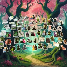 Wicked Stickers 60 Decals Wizard Waterproof Witch  Cute Gift Junk Journal OZ New