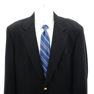 Tom James Black Wool 2 Gold Button Blazer 42R Ventless
