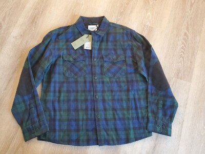 Men's Heavyweight Flannel Button Down Shirt Goodfellow & Co Size L Elbow Patches
