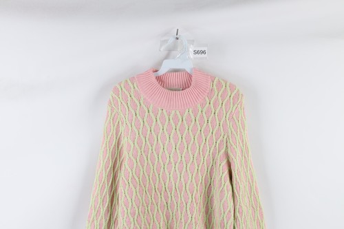 Stine Goya Womens Medium Balloon Sleeve Contrast Cable Knit Crewneck Sweater - Picture 2 of 7