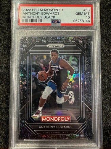ANTHONY EDWARDS 🔥LOW POP GM MT 10🔥 2022 Prizm Monopoly Black 53 Timberwolves - Picture 1 of 2