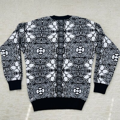 Alexander Mcqueen Sweater Womens Size 2 Stained Glass Design Black