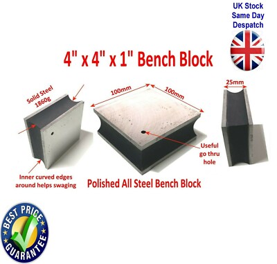  Doppelseitiger 4'' Vierkant massiver Stahl Bank Block HD Präzisionswerkzeug UK