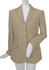 NEW Ralph Lauren Womens Blazer Jacket Tan Equestrian Style With Suede Trim