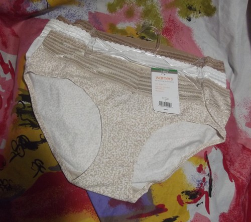 3 NEW WARNERS RU1023R 221 NO PINCHING NO PROBLEMS COTTON HIPSTER PANTIES L/7 - Picture 1 of 2