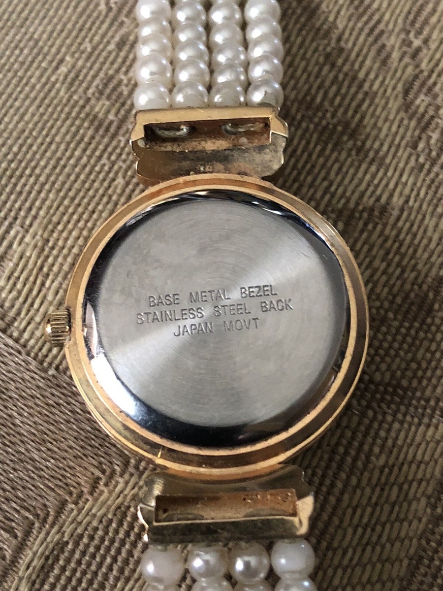 Vintage Pearl Style Gold Tone Peugeot Womens Watch Roman  display picture 1