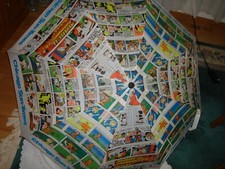 Vintage Waterproof Chicago Sun Times Comics Huge Umbrella Parasol Automatic