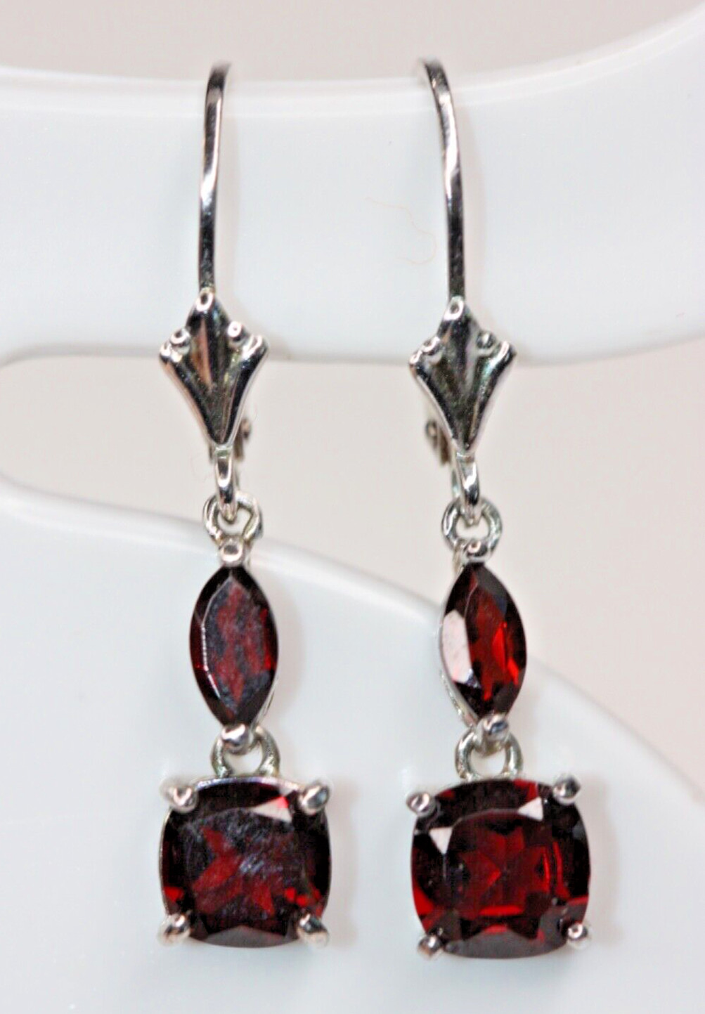 Signed Sterling Silver 925 Earrings Ruby Red Auro… - image 1