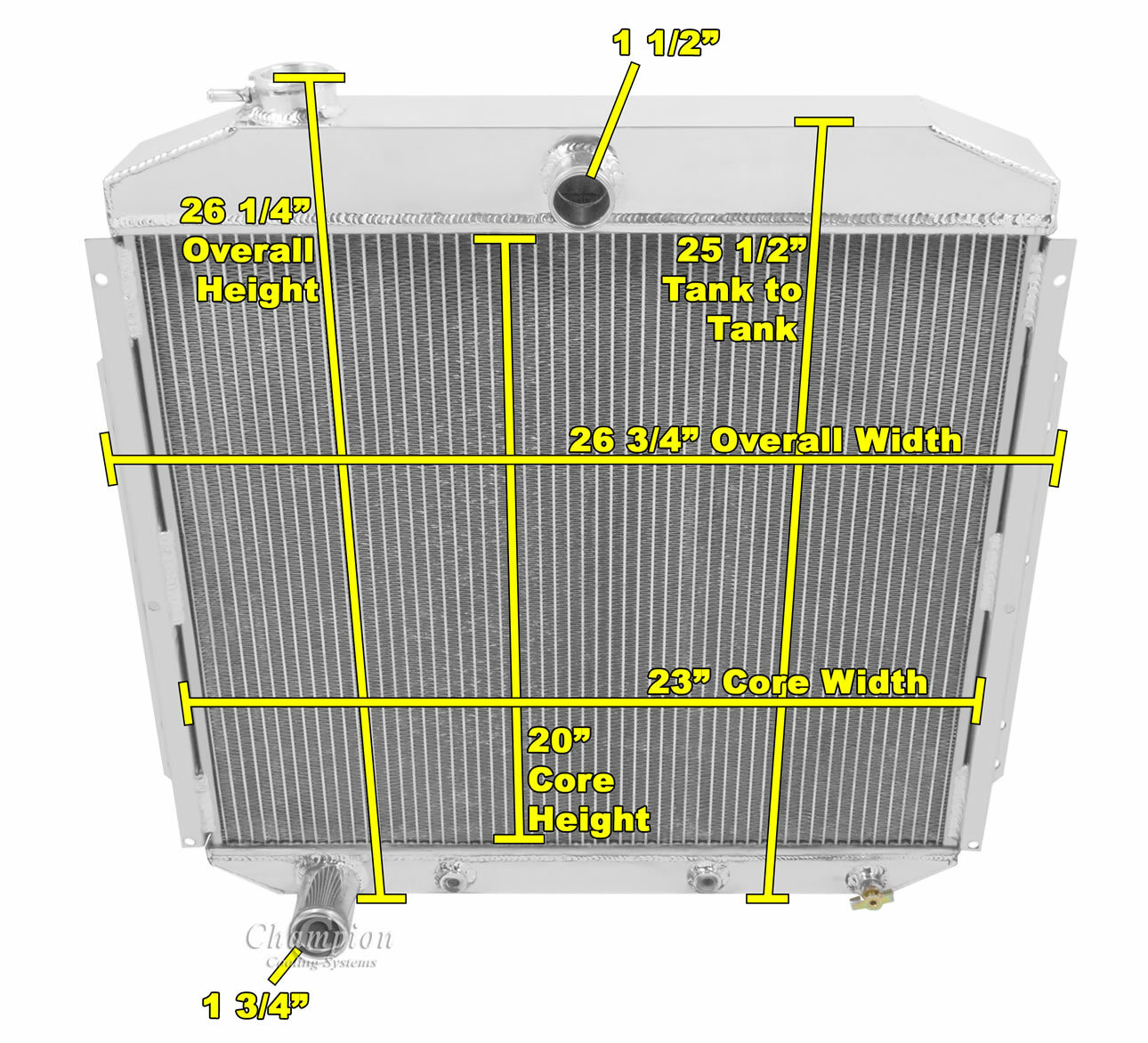1953-1956 Ford Truck V6 V8 4-Row Radiator Atom Champion MC5356