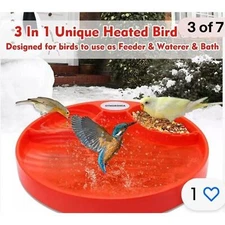 Heated Bird Feeder Waterer Bath Thermostatically Controlled Outdoor Red