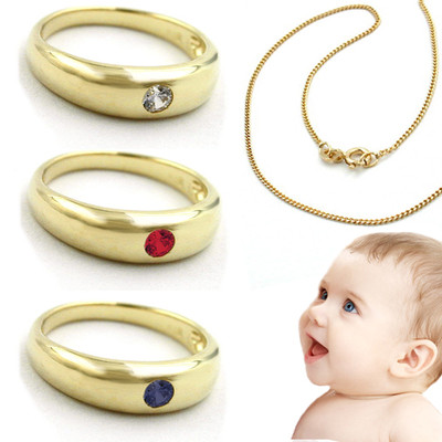 Juwelier Taufring für Mädchen oder Jungen mit Kette Echt Silber 925 vergoldet