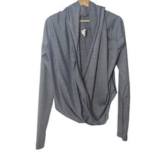 ZYIA Active Gray Haze Yoga Shawl Wrap Hooded Pullover Sweater Womens Small