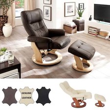 MCA Relaxsessel Montreal, Fernsehsessel Hocker, Echtleder 130kg belastbar 64022