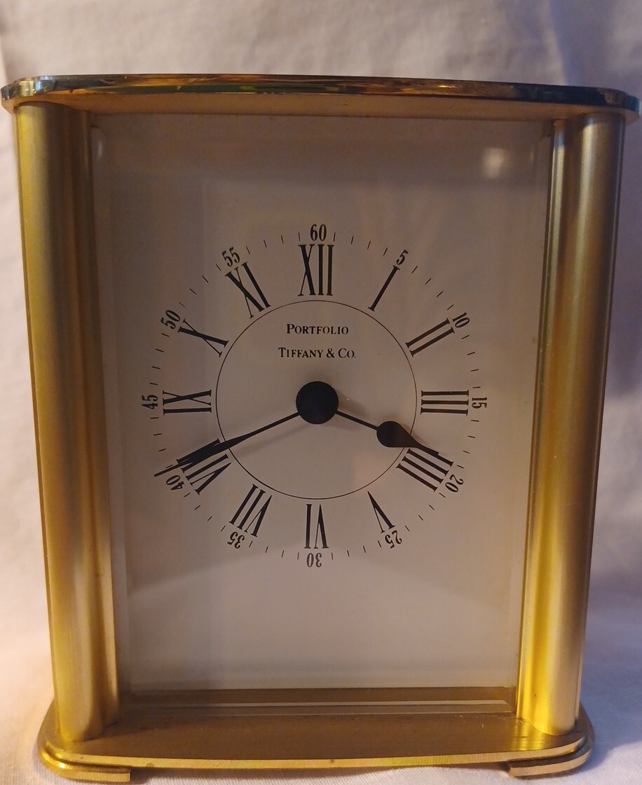 Tiffany & Co. Portfolio ~ Monogrammed Brass Table Carriage Clock