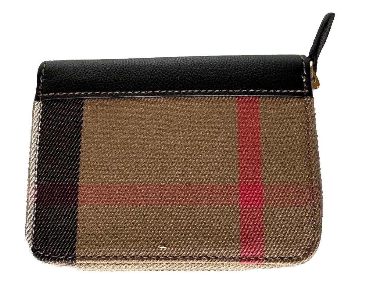 Burberry MN Zip Around Check Black/Brown Wallet 80840301 NWT Burberry MN Zip Around Check Black/Brown Wallet 80840301 NWT