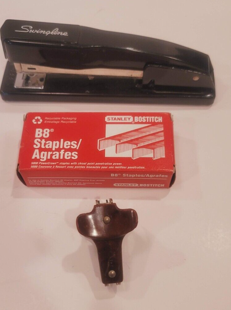 Swingline Stapler Black Heavy Model 444 with Box of Staples and Staple Puller-image
