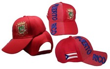 Puerto Rico Puerto Rican Letters Emblem Red 3-D Embroidered Cap Hat
