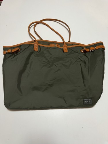 Porter Yoshida Olive Drab Tote Shoulder Bag Tokyo Japan Head Porter Leather - Picture 16 of 16