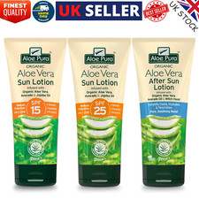 Organic Aloe Vera SPF 15, 25 Sun Lotion infused with Avocado & Jojoba Oil 200ml