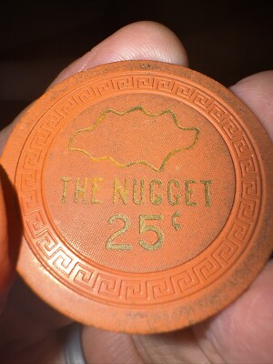 The Nugget 25¢ Casino Chip - Vintage .25 Poker Gambling Chip With Nugget Outline
