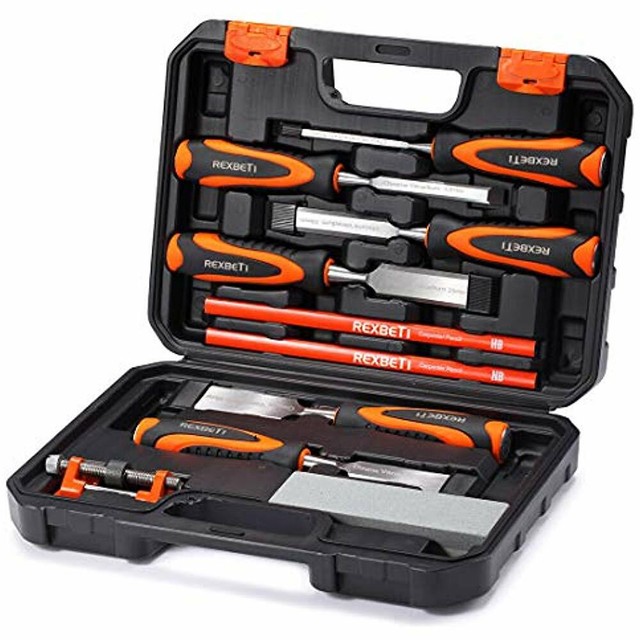 10pc Premium Wood Chisel Set 6pcs With Honing Guide 