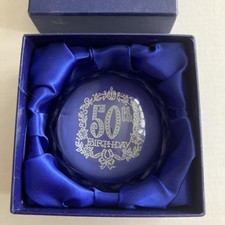 50th Birthday Glass Paperweight With Box