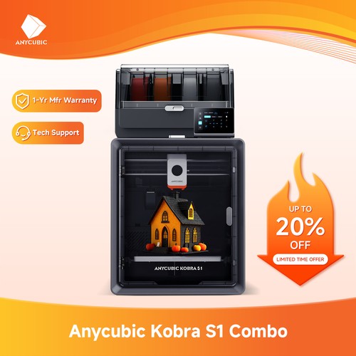 ANYCUBIC Kobra  S1 Combo Core XY 3D Printer 600mm/s FDM Multicolor Printing