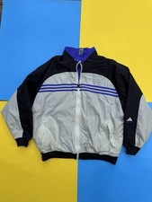 Vintage 90s Adidas Reversible Jacket Purple Fleece Gray Full Zip Embroidered