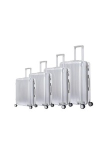 Set de 4 Valises Rigides Argent ABS/PC - Bagage Cabine + Soute Roulettes 360°