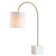 JONATHAN Y 25" Marble And Brass Gold Modern Arched Table Lamp, Contemporary