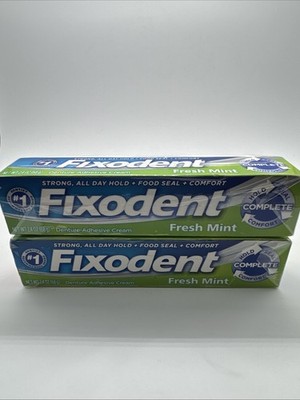 Fixodent Complete Fresh Mint Denture Adhesive Cream 2.4 Oz X2