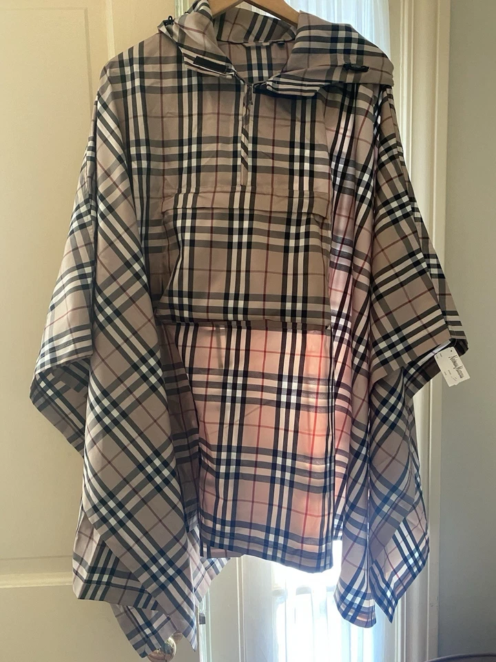 Vintage Rare - Burberry Check Rain Poncho NEW W/ Tags Neiman Marcus One Size Foto 4 de 4