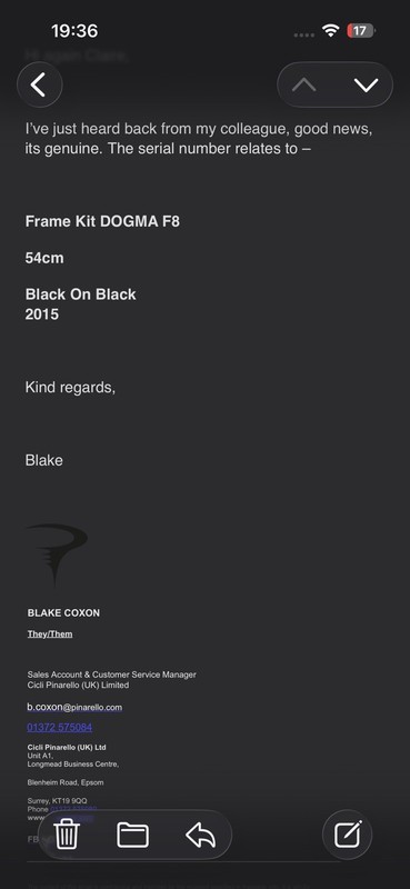 Pinarello Dogma F8 Frame Only Road Bike Frame Carbon Fork