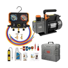 AC Vacuum Pump Gauge Set, 4.5CFM, For R1234yf R134a R404a, w/ Leak Detector
