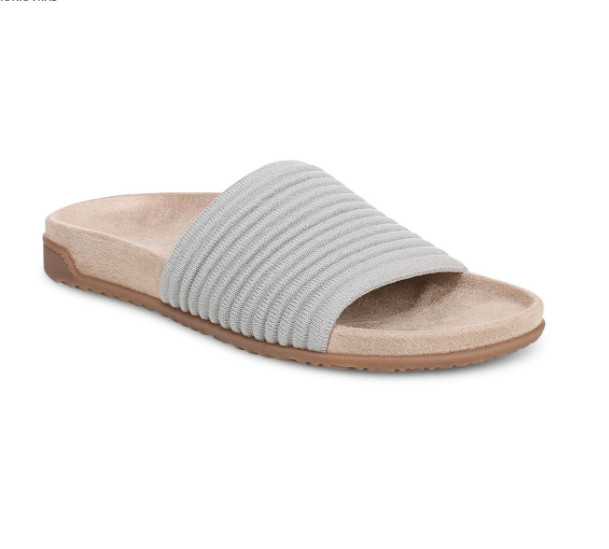 VIONIC Women Evie Knit Slide Sandal, Vapor Silver (NEW)