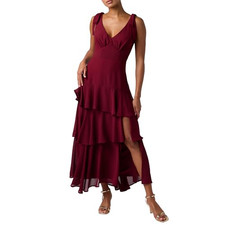 Lulus Arya Tiered Ruffle Maxi Dress Corset Inspired Tie-Strap Event Gown Medium