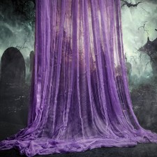 197'' x 85'' Halloween Purple Scary Gauze, Purple Haunted House Creepy Cloth,...
