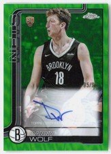 2025-26 Topps Chrome Danny Wolf Chrome Rookie Autographs Green Refractor /99