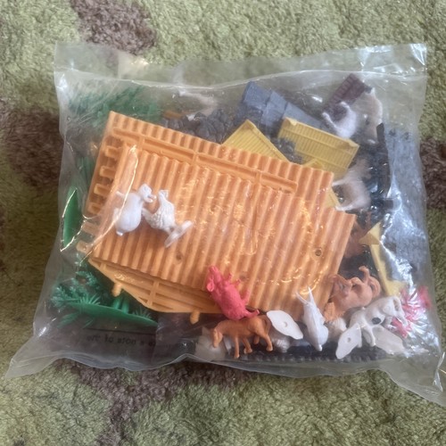 Bolsa nueva de plástico vintage de animales de granja árboles granero - Imagen 2 de 5