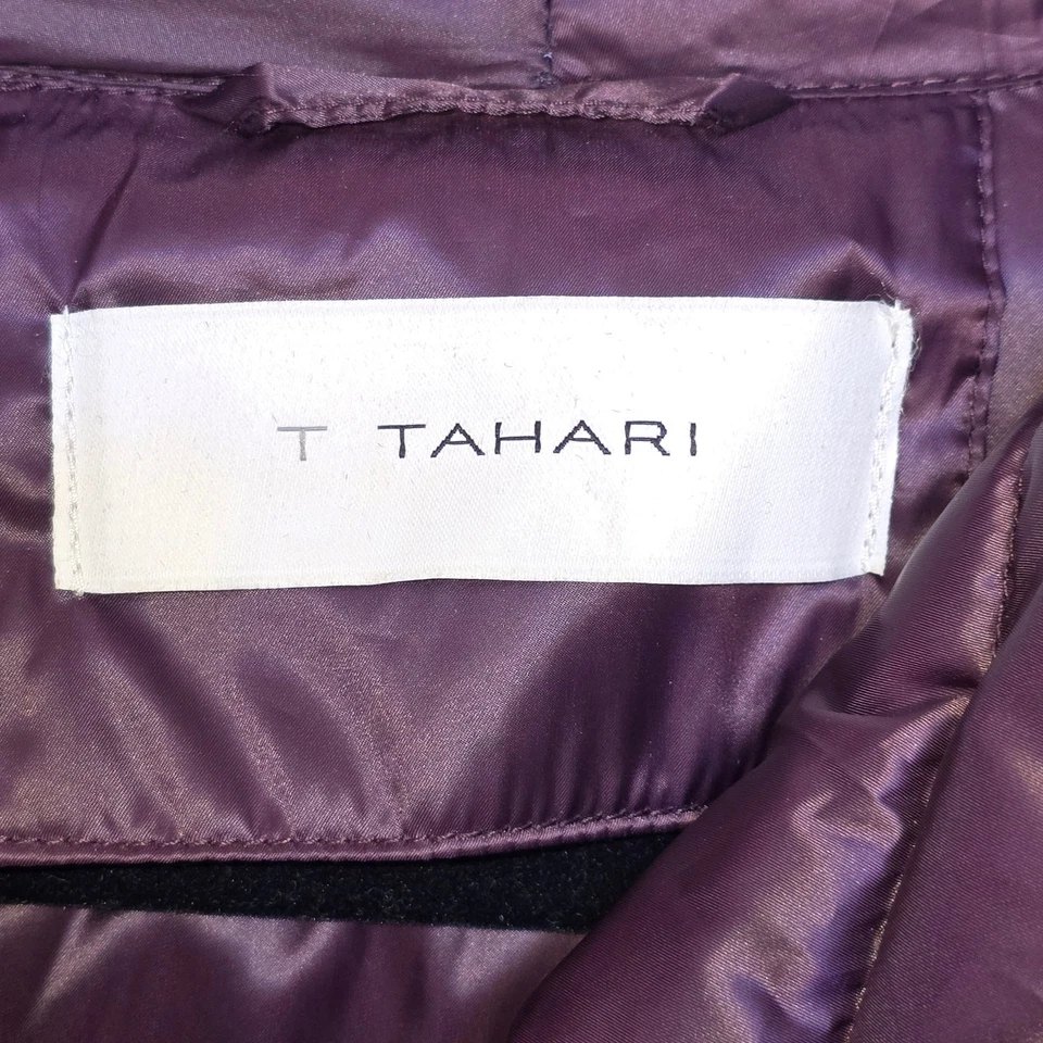 Abrigo T Tahari Puffer Mujer Grande Púrpura Profundo Relleno Acolchado Asimétrico  Foto 4 de 4
